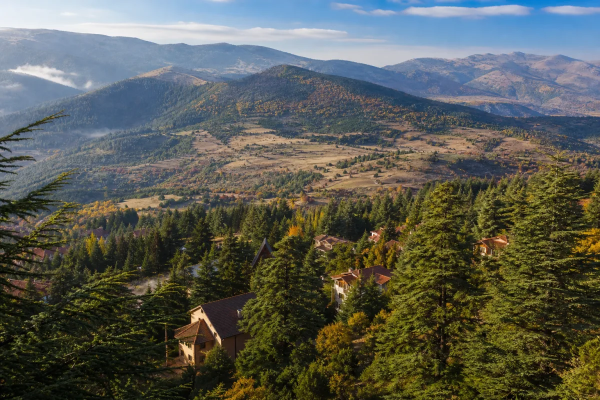 Forêt de cèdres, habitat de montagne et reliefs du Moyen Atlas